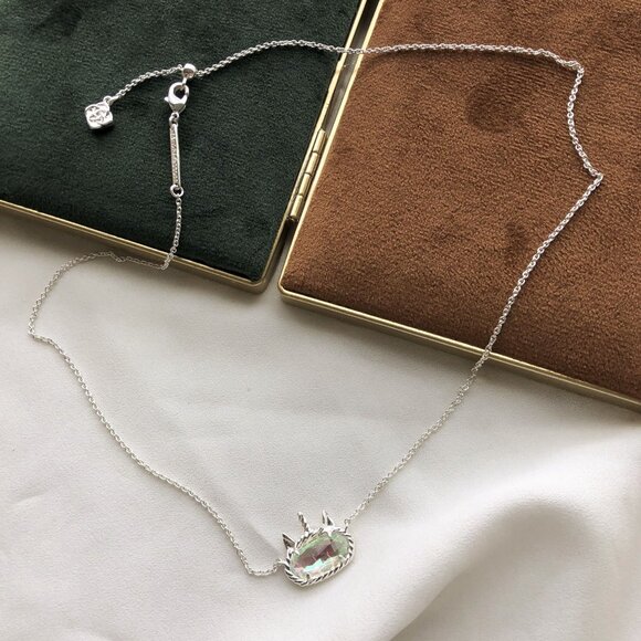 Kendra Scott Bright Silver Elisa Unicorn Dichroic Glass Short Necklace - Picture 4 of 4